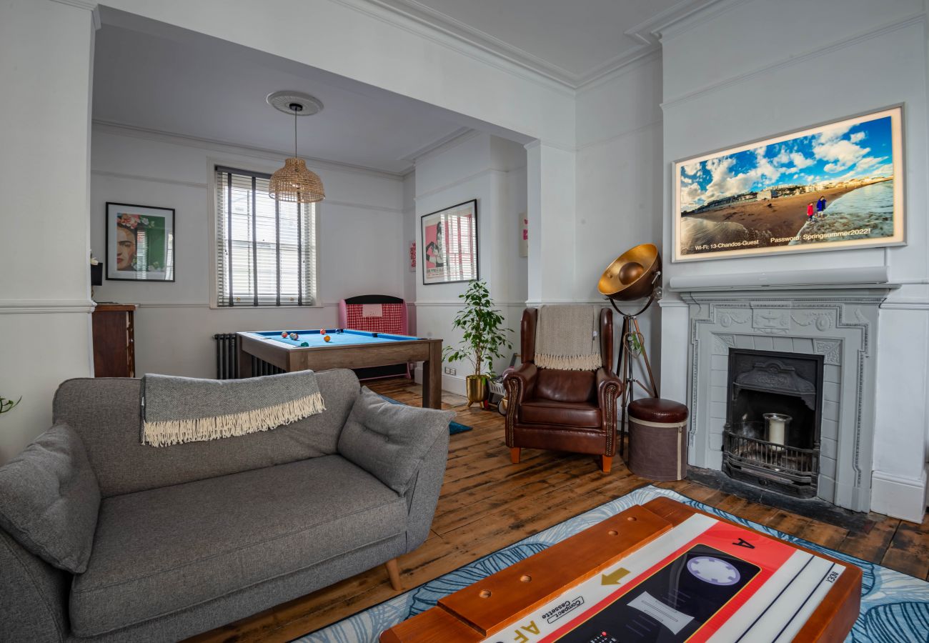 Second sitting room with fireplace and original details